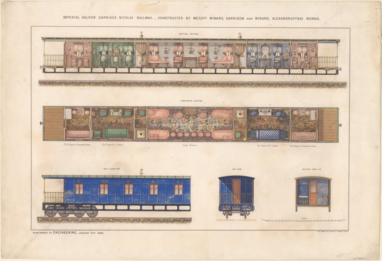 Császári szalonkocsi, Nyikolajevszkij vasút, 1868 alkotó: Unbekannt