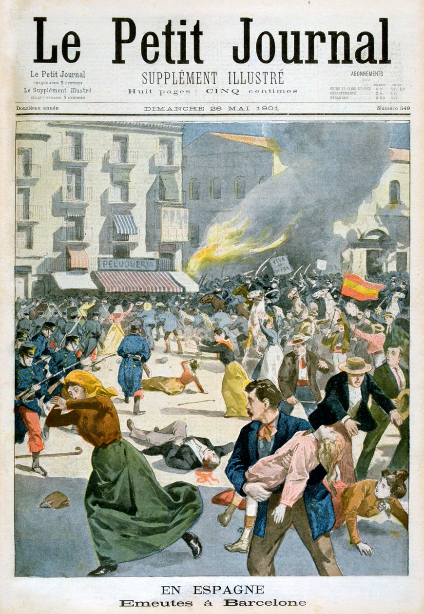 Spanyolországban lázadások törnek ki Barcelonában, 1901 alkotó: Unbekannt