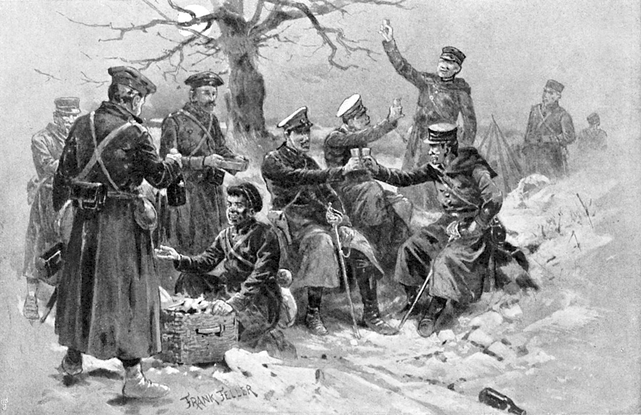 Japán és orosz katonák barátkozása, orosz-japán háború, 1904-5 alkotó: Unbekannt