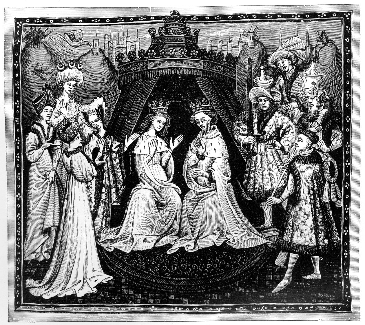 Király, királynő és udvar, 1450, 1910 alkotó: Unbekannt