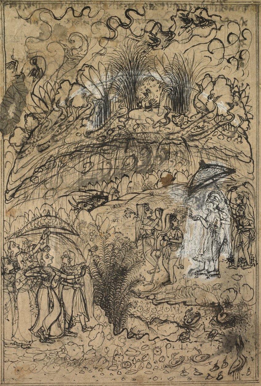 Krisna és Radha a Govardhan-hegy alatt, c. 1720. alkotó: Unbekannt