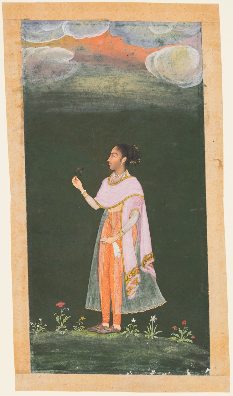 Virágot tartó hölgy c. 1670-80-as évek. alkotó: Unbekannt