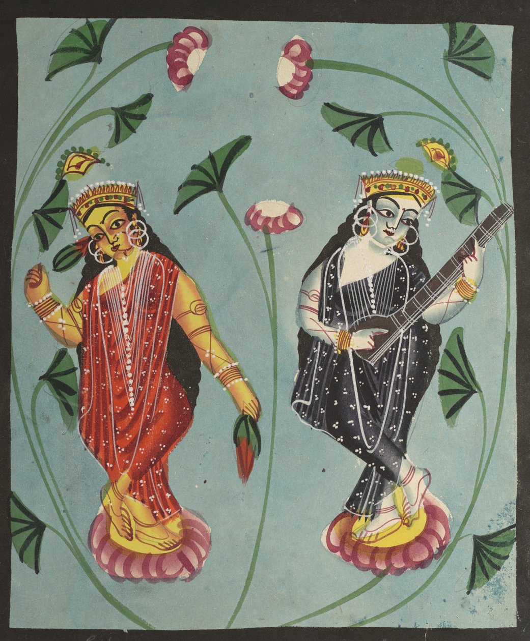 Laksmi és Sarasvati, 1800-as évek. alkotó: Unbekannt