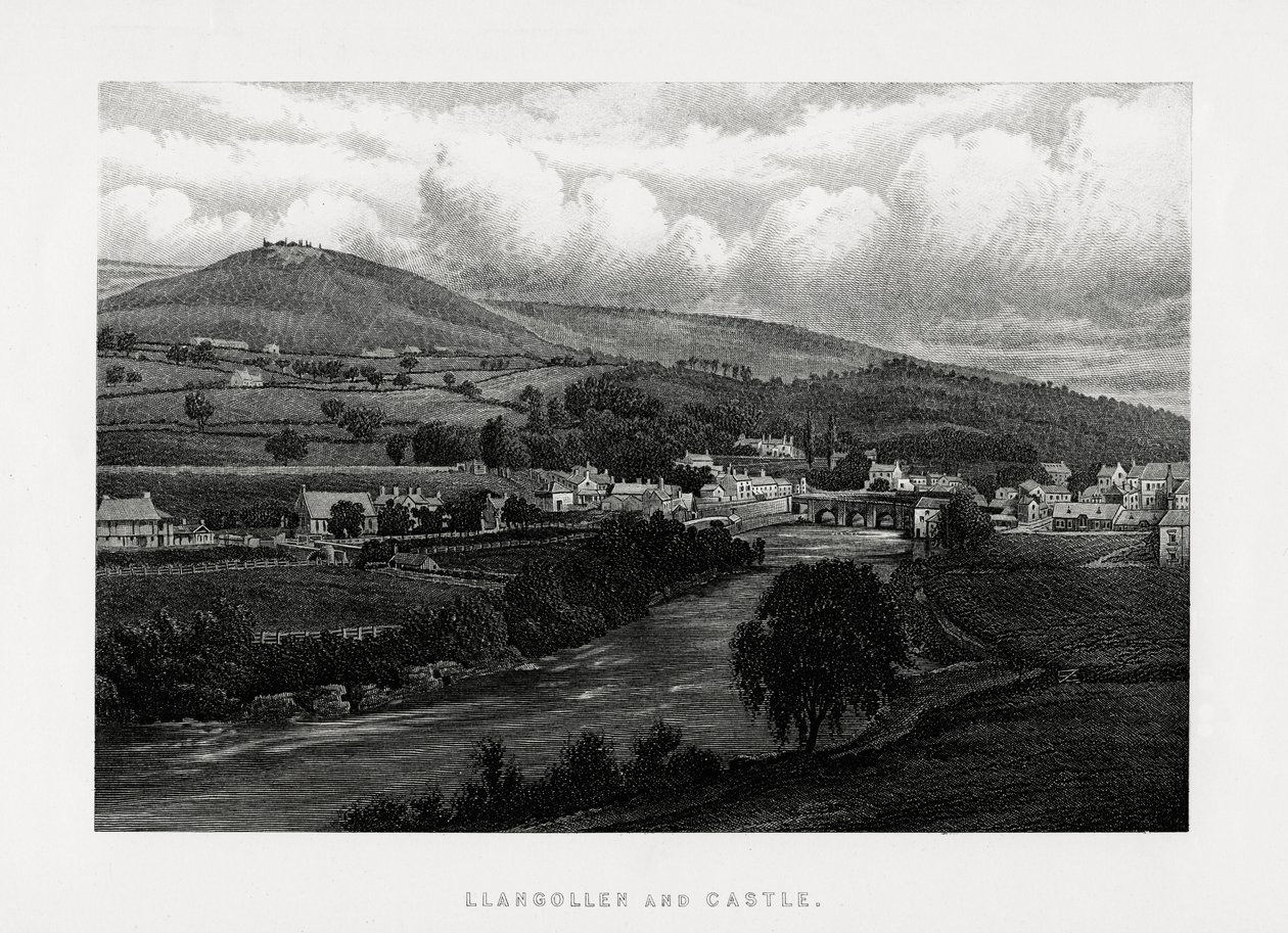 Llangollen és kastély, Denbighshire, Észak-Wales, 1896 alkotó: Unbekannt