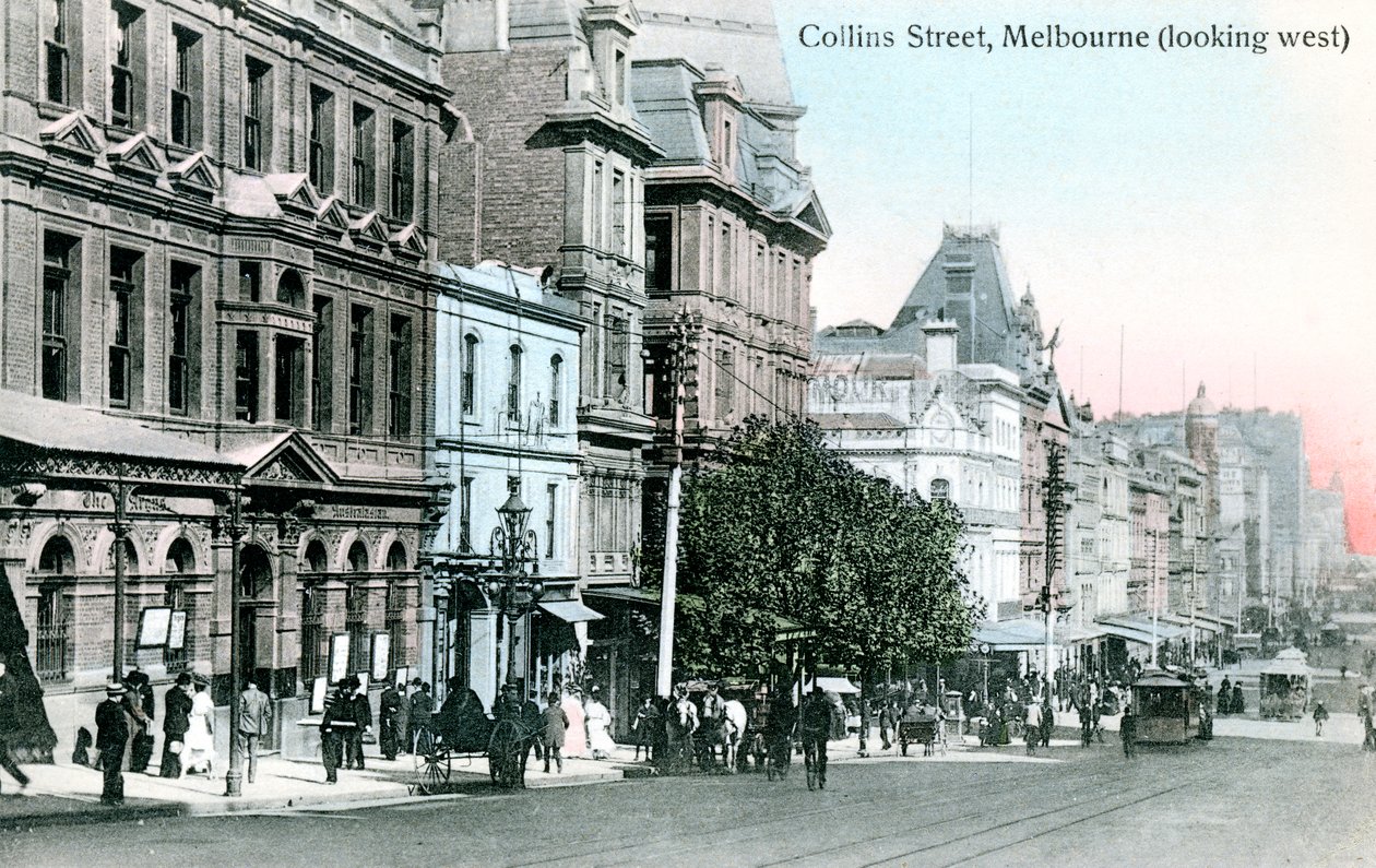 Nyugatra nézve a Collins Street mentén, Melbourne, Ausztrália, 1912 alkotó: Unbekannt