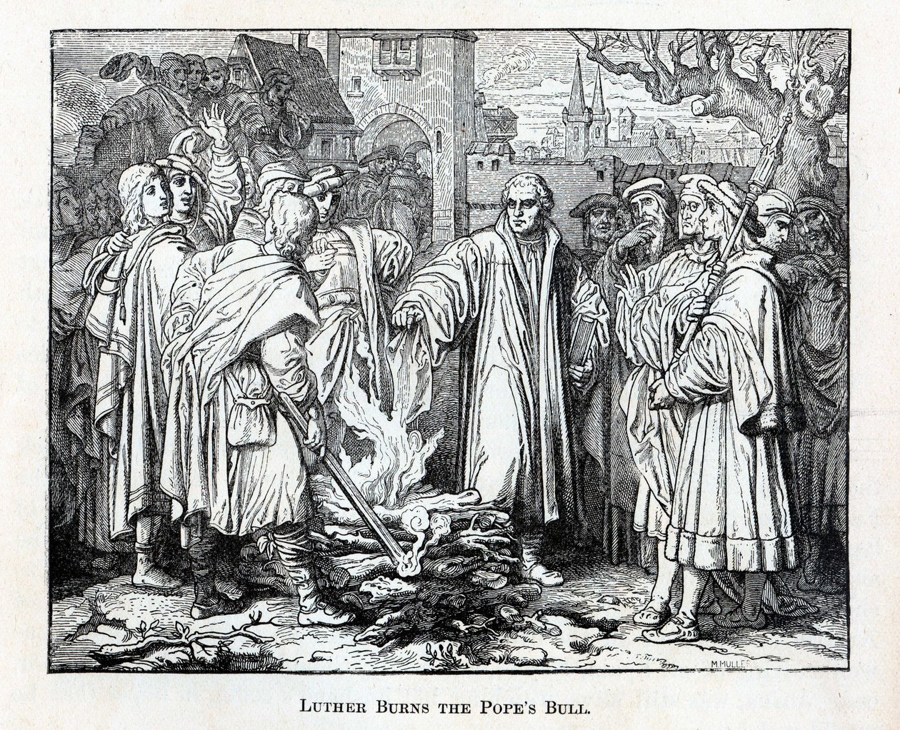 Luther Burns the Popes bulla, 1882 alkotó: Unbekannt