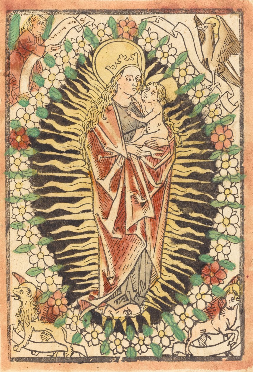 Madonna és gyermek rózsafüzérben, c. 1480. alkotó: Unbekannt