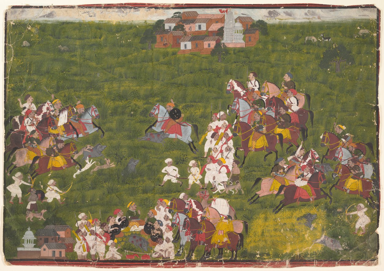 Maharana Sangram Singh vadászat Wild Bore, kb. 1725. alkotó: Unbekannt
