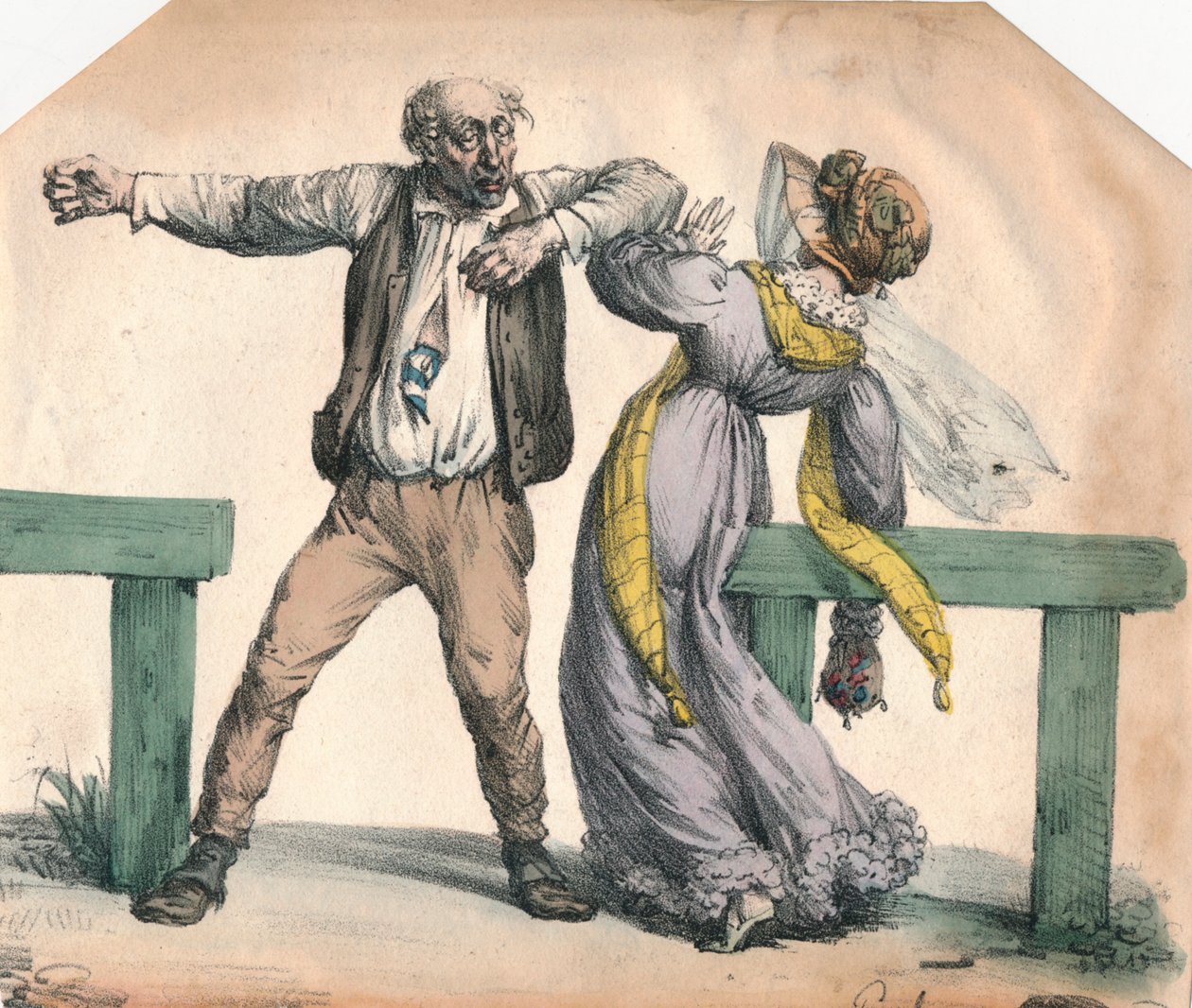Férfi megtámad egy nőt, 1855. alkotó: Unbekannt