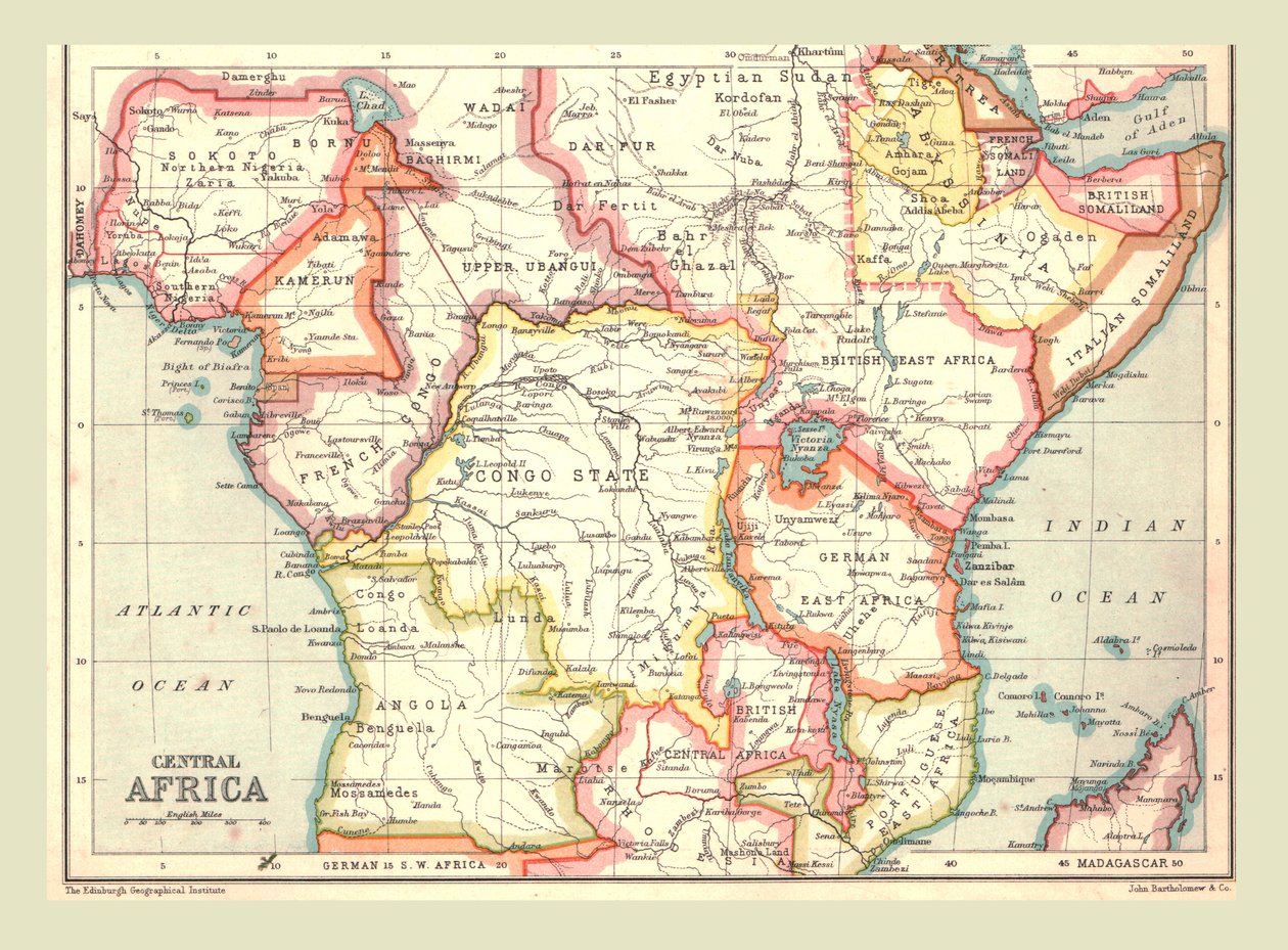 Közép-Afrika térképe, 1902. alkotó: Unbekannt