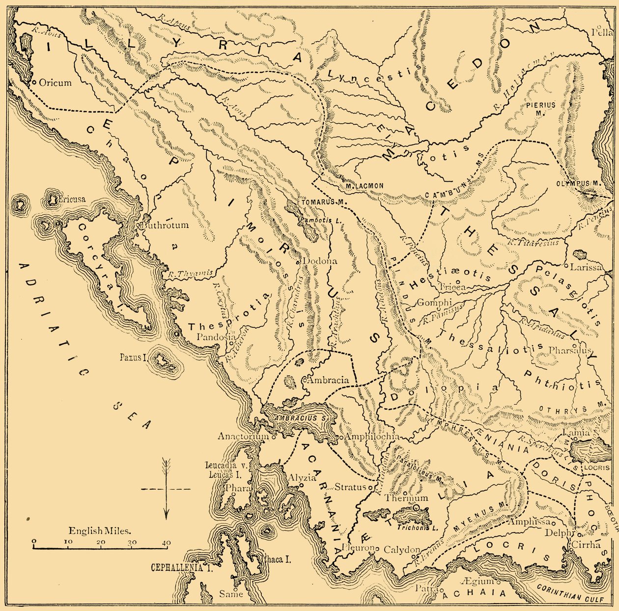 Epirus és Nyugat-Görögország térképe, 1890. alkotó: Unbekannt