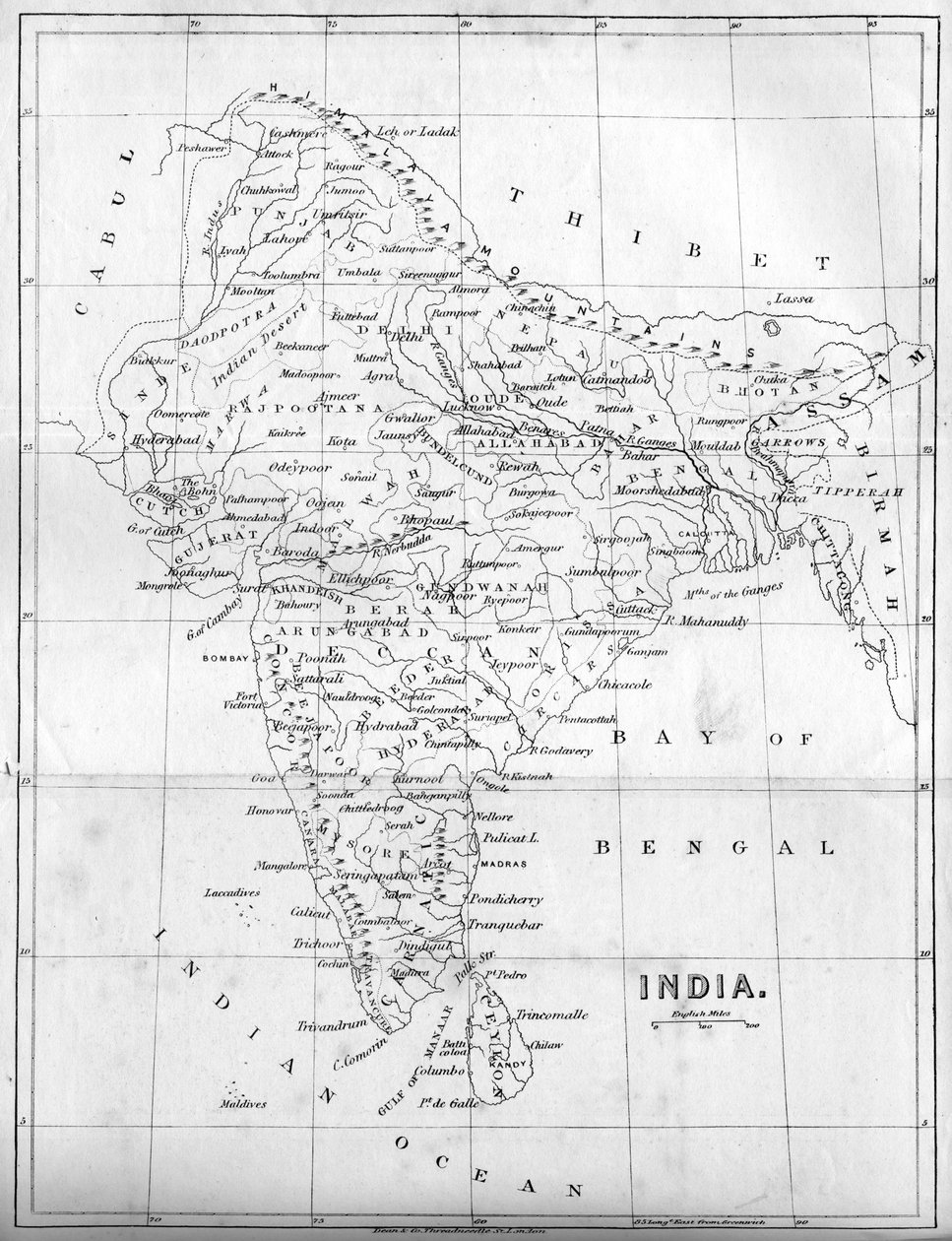 India térképe, 1847 alkotó: Unbekannt