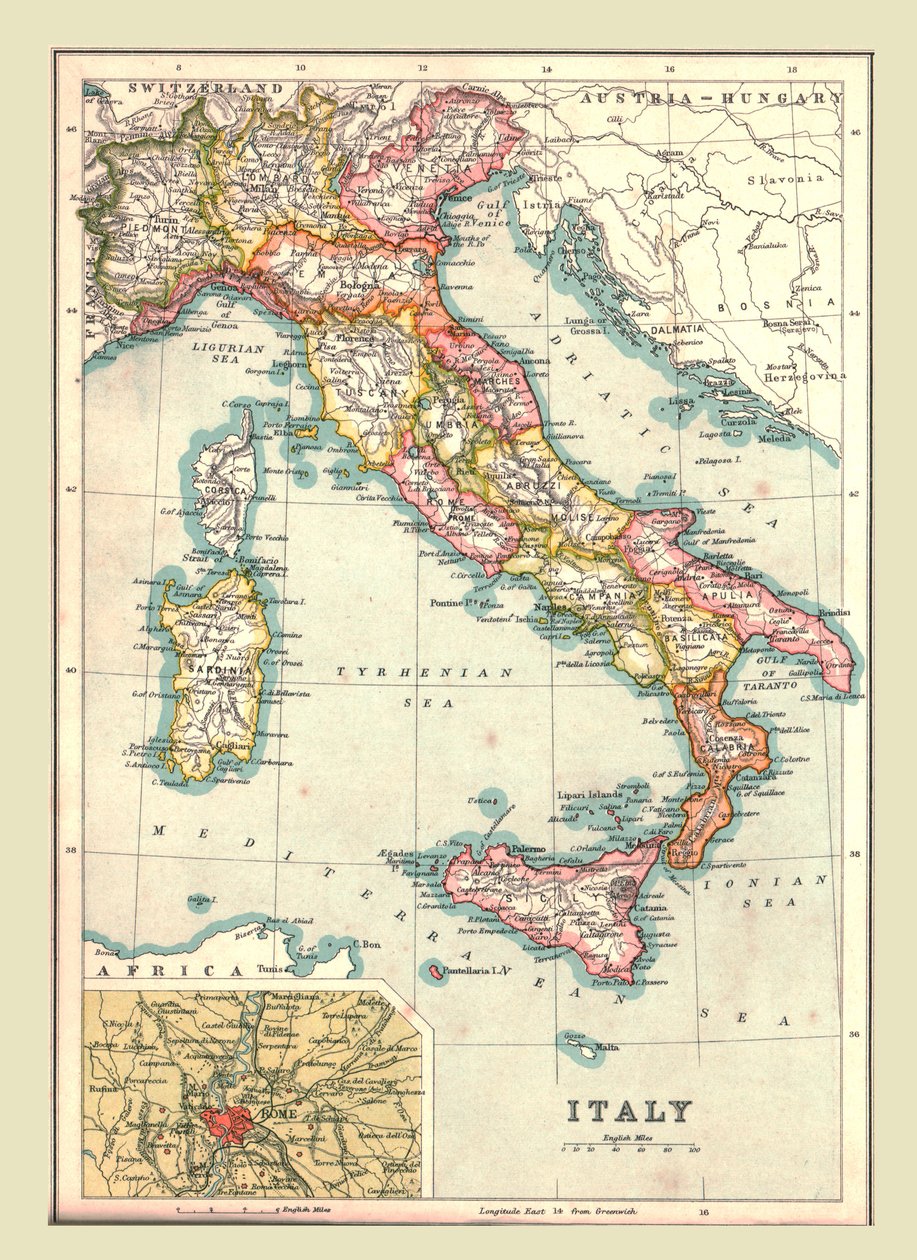 Olaszország térképe, 1902. alkotó: Unbekannt