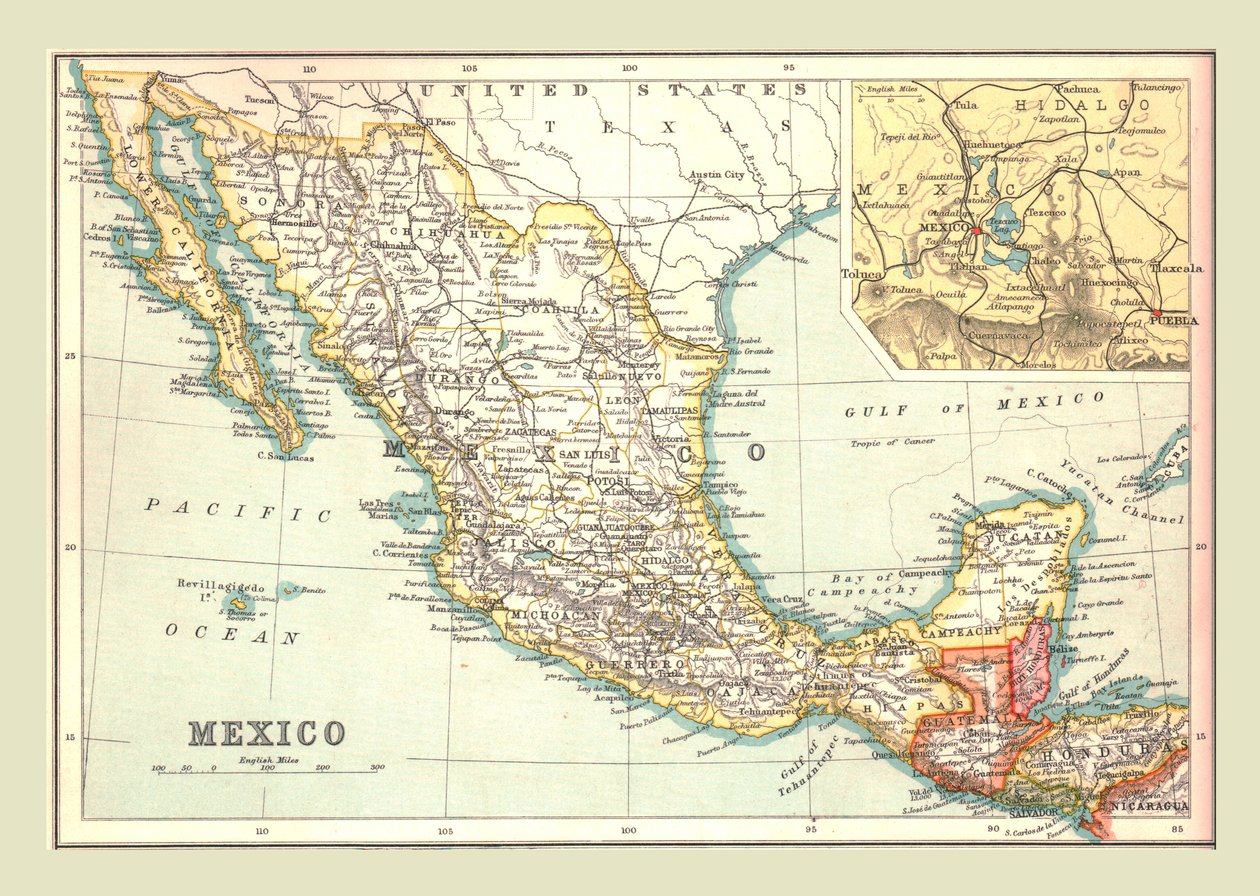 Mexikó térképe, 1902. alkotó: Unbekannt