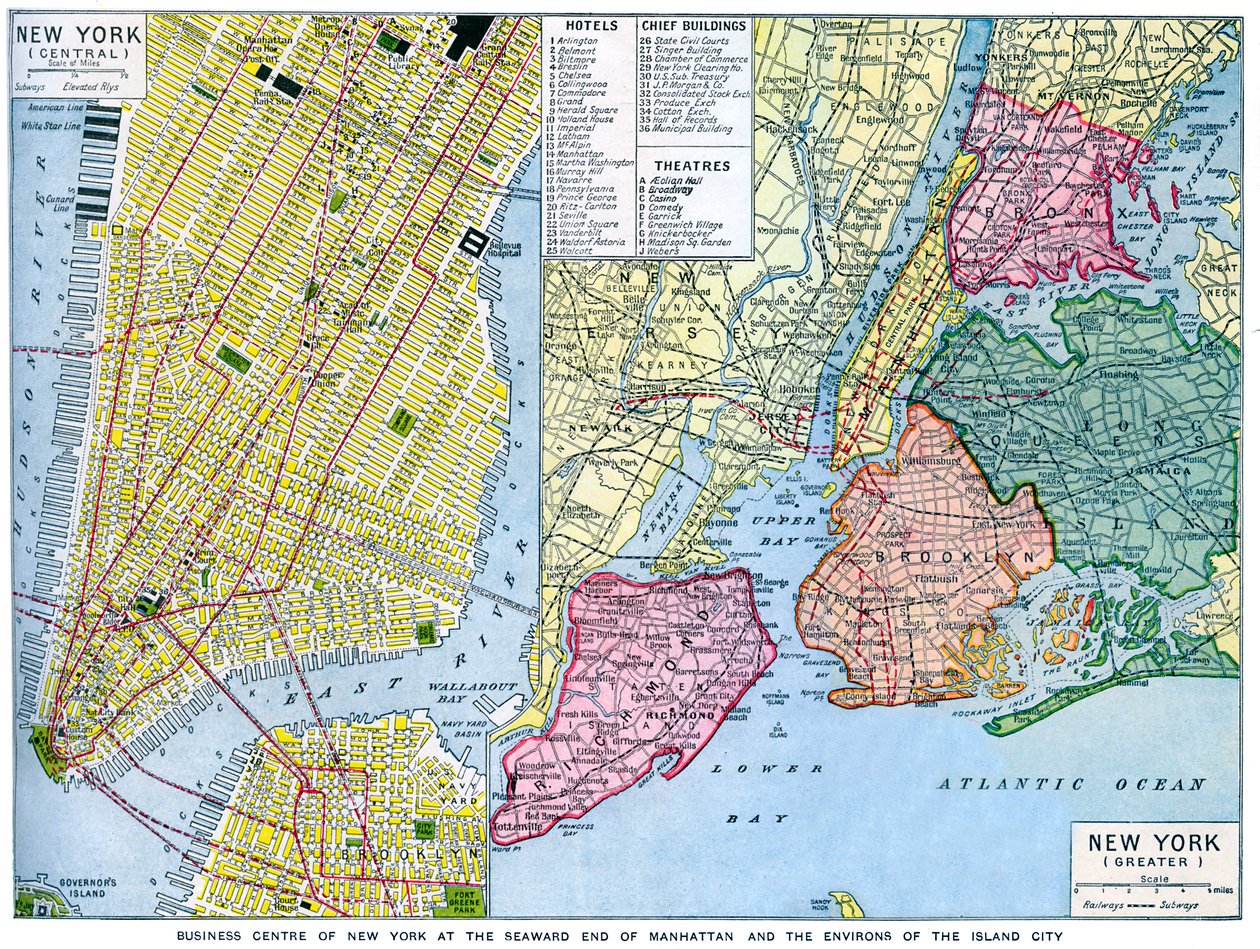New York City térképe, USA, 1930-as évek alkotó: Unbekannt