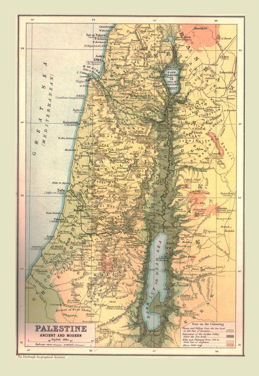Palesztina térképe, ókori és modern, 1902. alkotó: Unbekannt