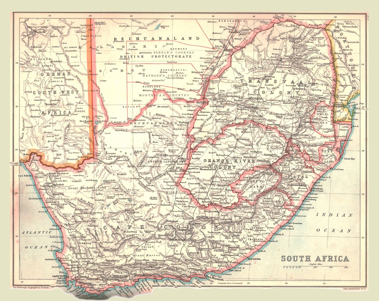 Dél-Afrika térképe, 1902. alkotó: Unbekannt