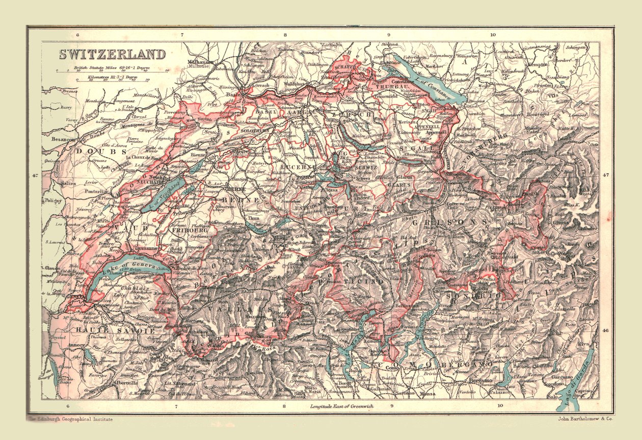 Svájc térképe, 1902. alkotó: Unbekannt
