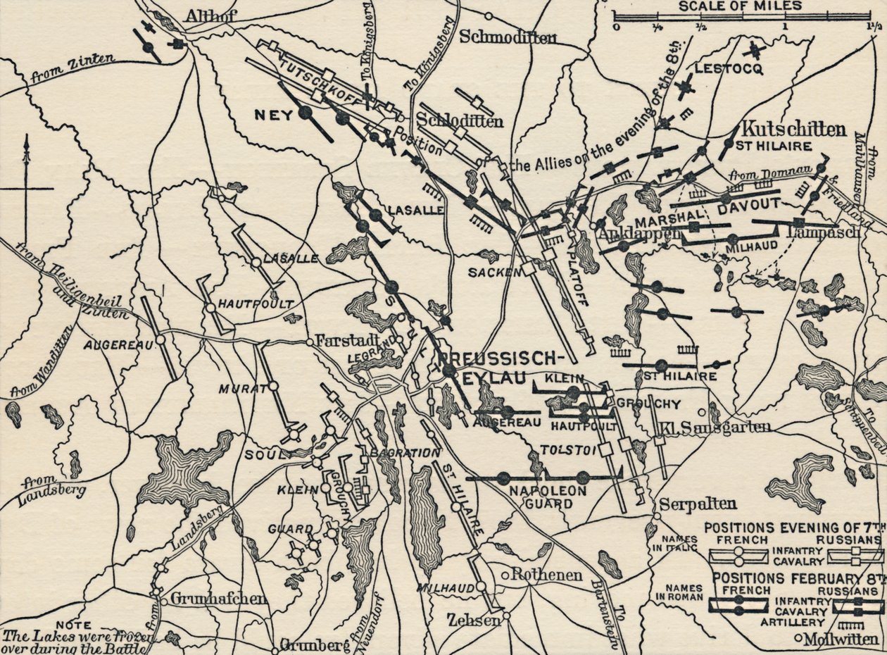 Az eylau-i csata térképe, 1807, 1896 alkotó: Unbekannt