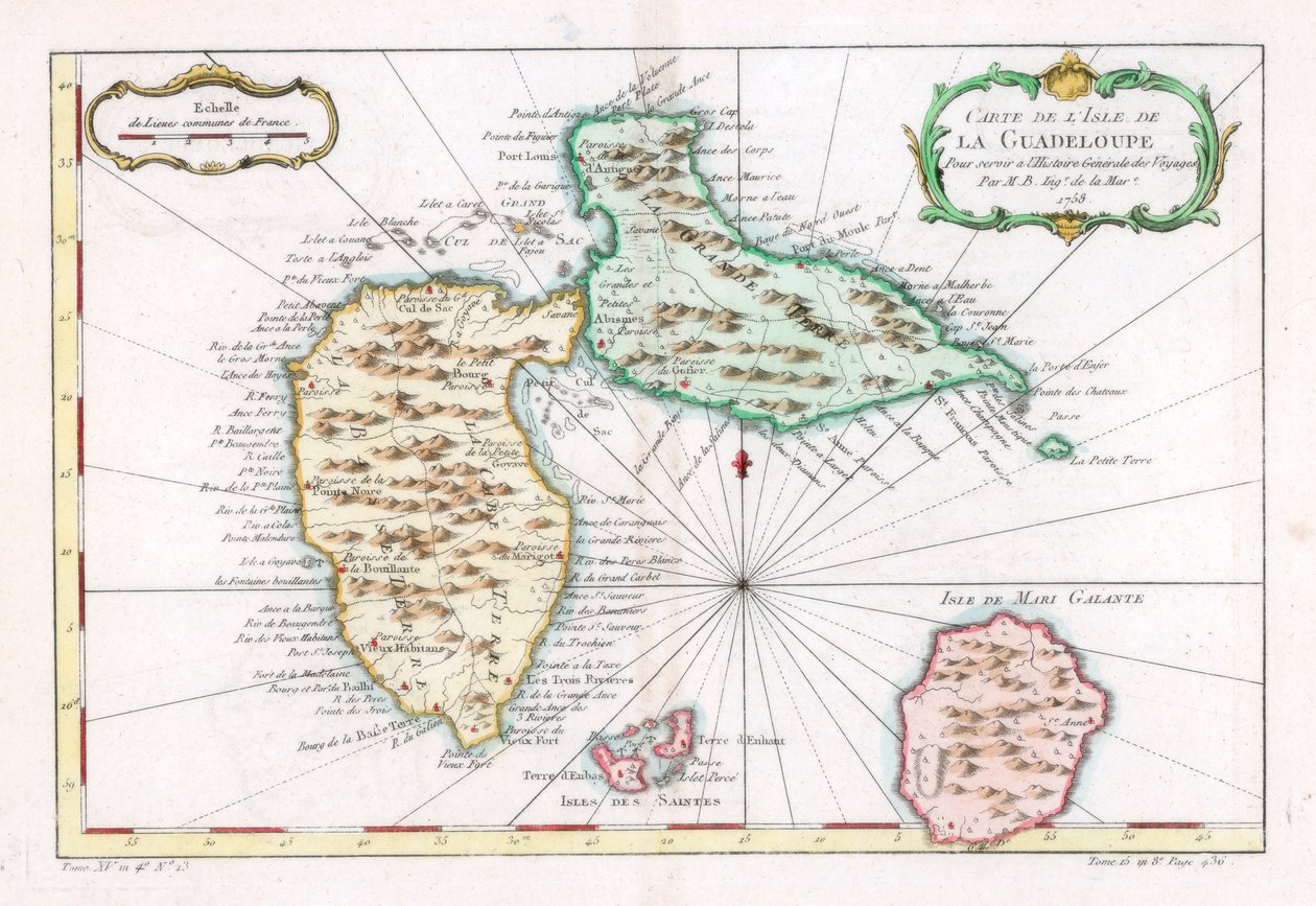 A karibi Guadeloupe sziget térképe, c1764 alkotó: Unbekannt