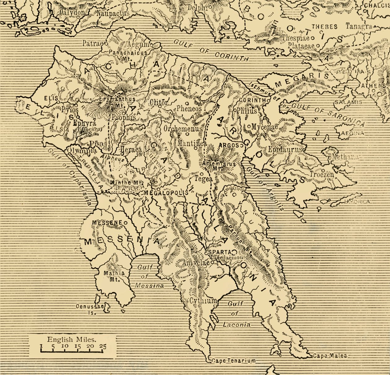 A Peloponnészosz térképe, 1890. alkotó: Unbekannt