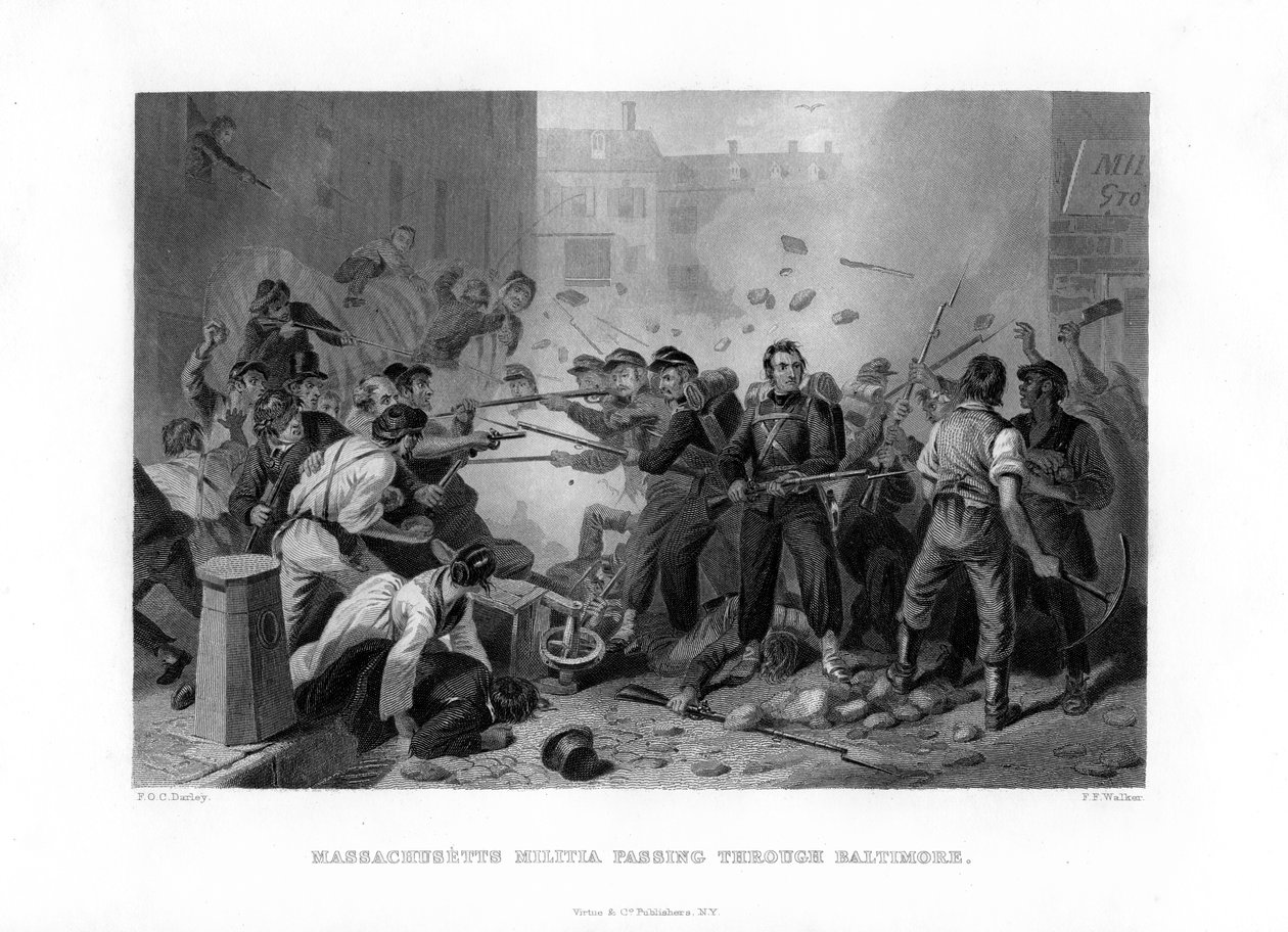A massachusettsi milícia áthalad Baltimore-on, 1861 1862-1867 alkotó: Unbekannt