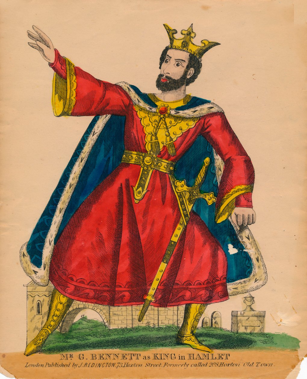 Mr. G. Bennett királyként a Hamletben, 1849. alkotó: Unbekannt