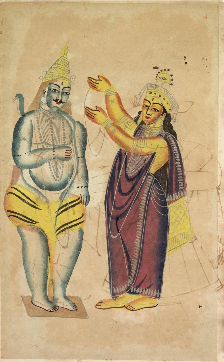 Parvati esküvői füzért helyez Shivára, 1800-as évek. alkotó: Unbekannt
