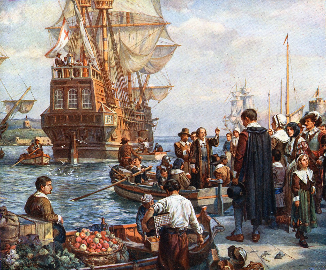 Zarándokatyák a Mayflower fedélzetén alkotó: Unbekannt