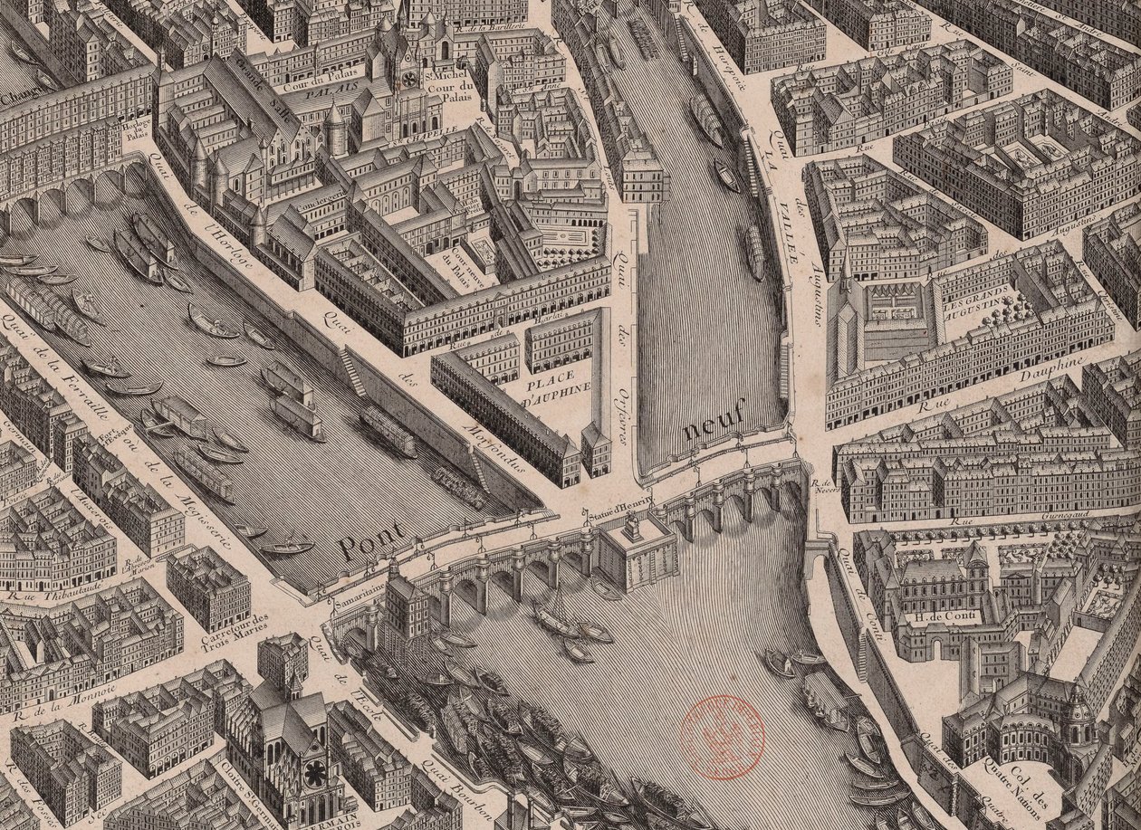 Pont Neuf. Párizs térképe, mondta Turgot, 1739. alkotó: Unbekannt