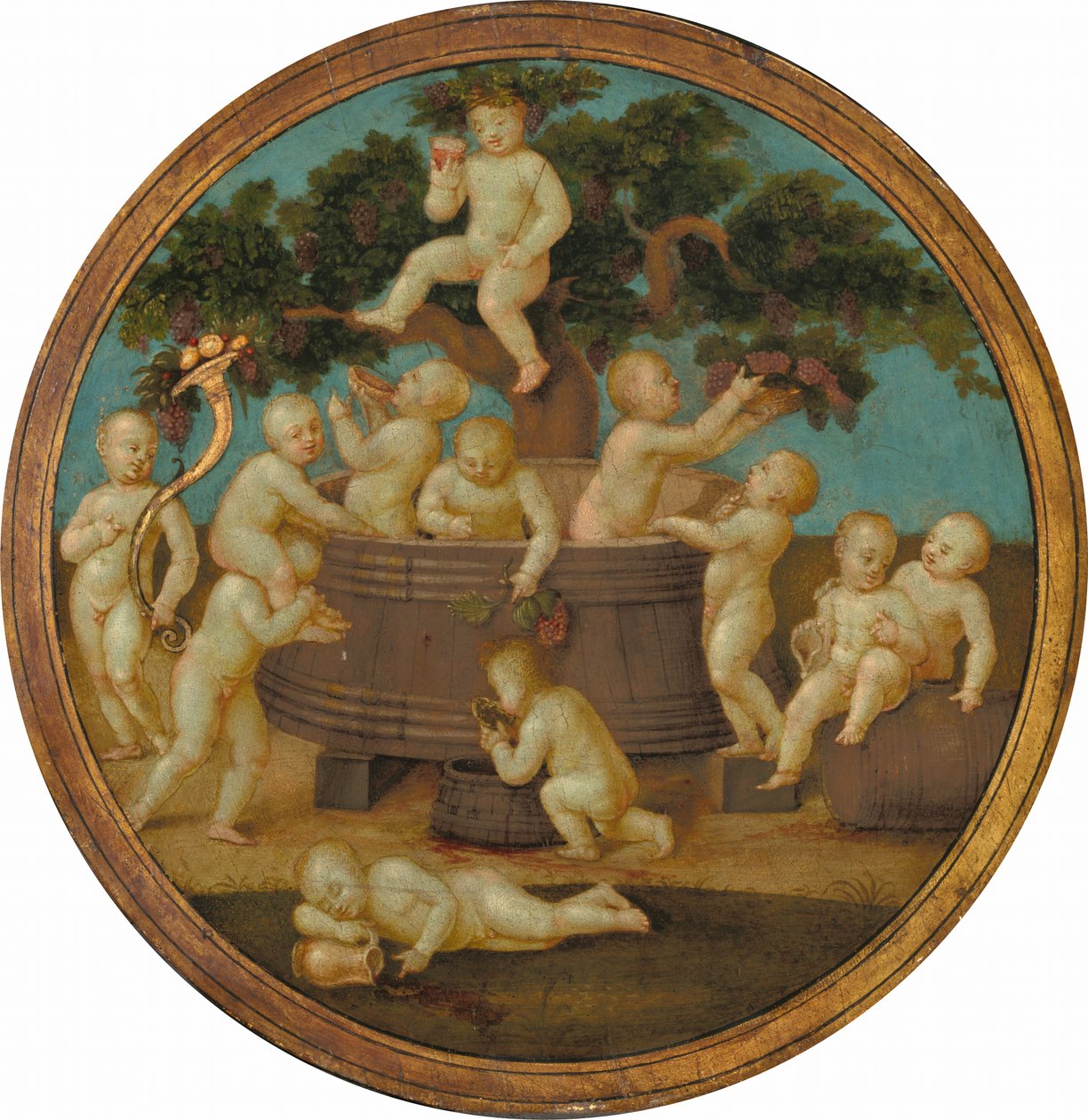 Putti borpréssel, c. 1500. alkotó: Unbekannt