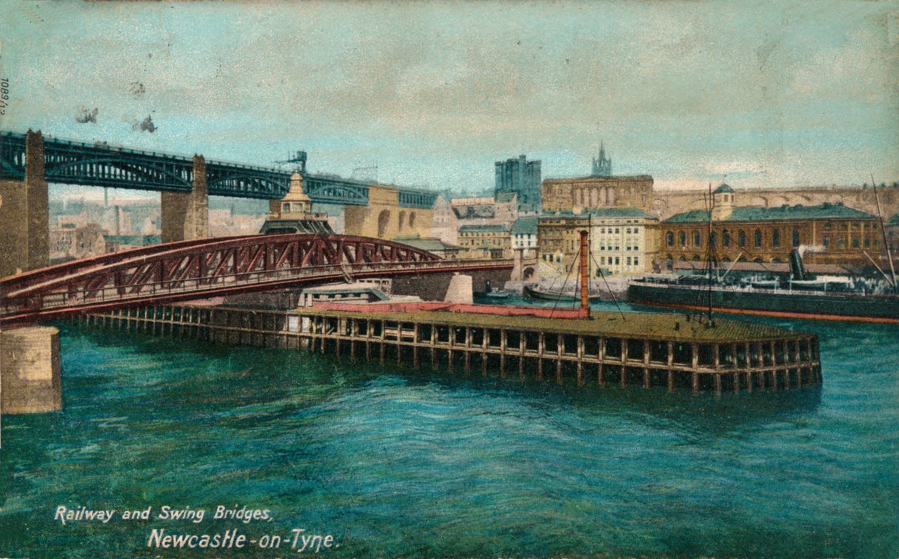 Vasúti és lengőhidak, Newcastle-upon-Tyne, c1905 alkotó: Unbekannt