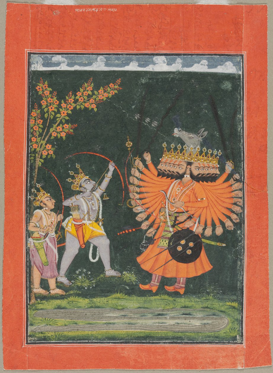 Ráma és Laksmana Ravana harca, c. 1750. alkotó: Unbekannt