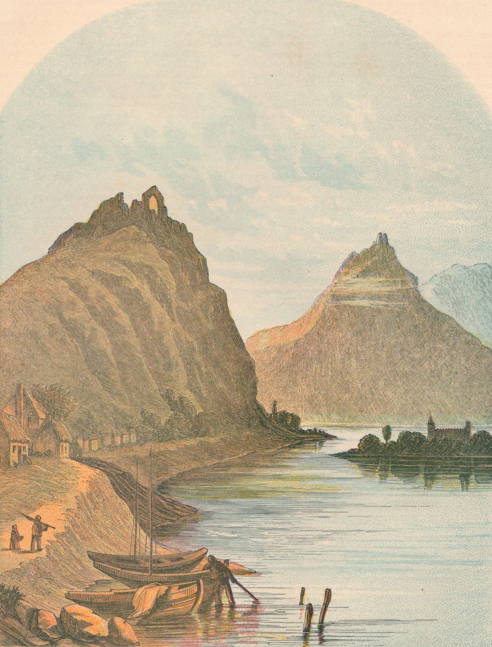 Rolandseck és a Kloster Nonnenwerth, 1864. alkotó: Unbekannt
