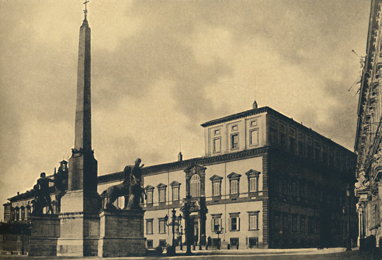 Róma – A Quirinal palota és szökőkút, 1910. alkotó: Unbekannt