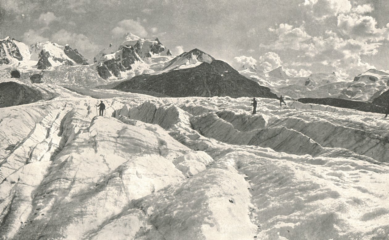 Roseg-gleccser Pontresina közelében, Engadine, Svájc, 1895. alkotó: Unbekannt