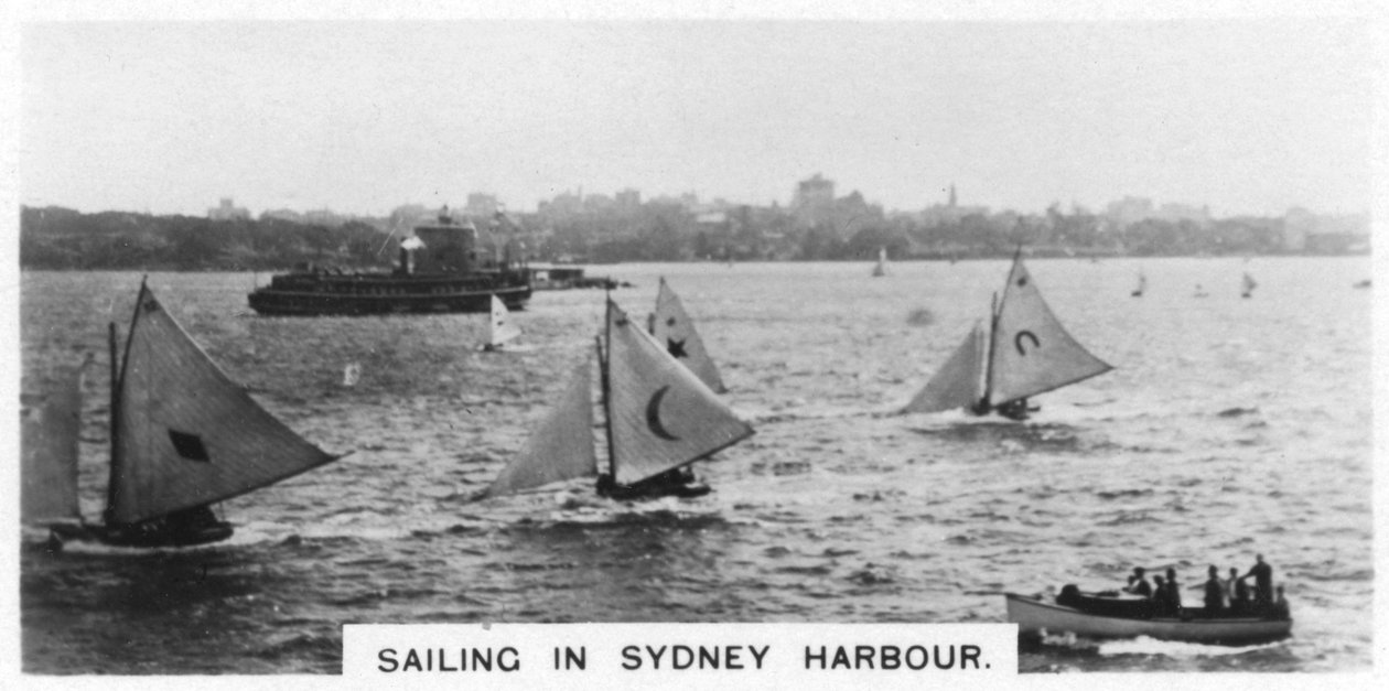 Vitorlázás Sydney kikötőjében, Ausztráliában, 1928 alkotó: Unbekannt