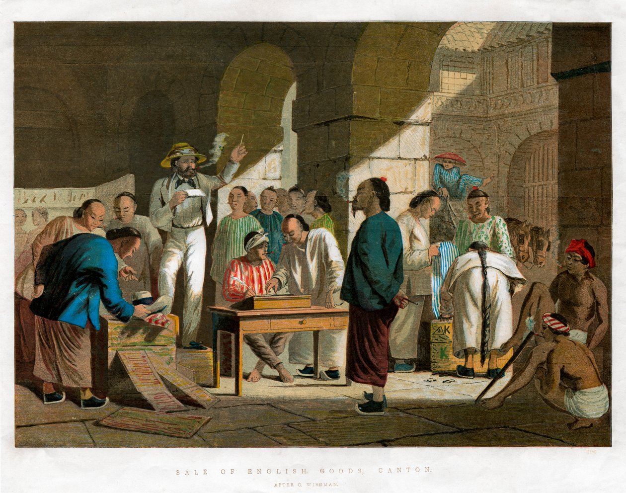 Angol áruk eladása, Kanton, 1858 alkotó: Unbekannt