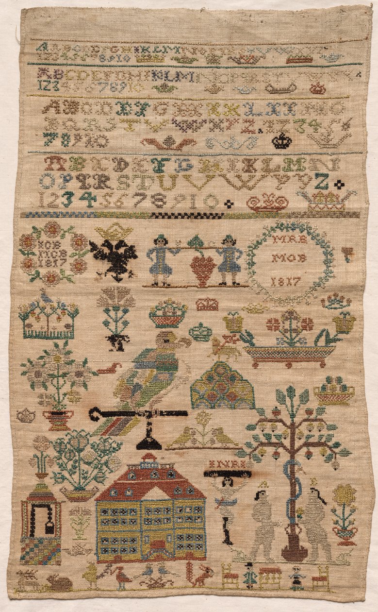 Sampler töredék, 1817. alkotó: Unbekannt