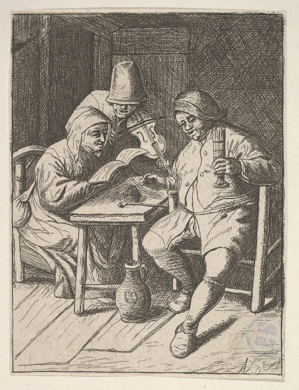Éneklő párok és hegedű, 1610-85. alkotó: Unbekannt