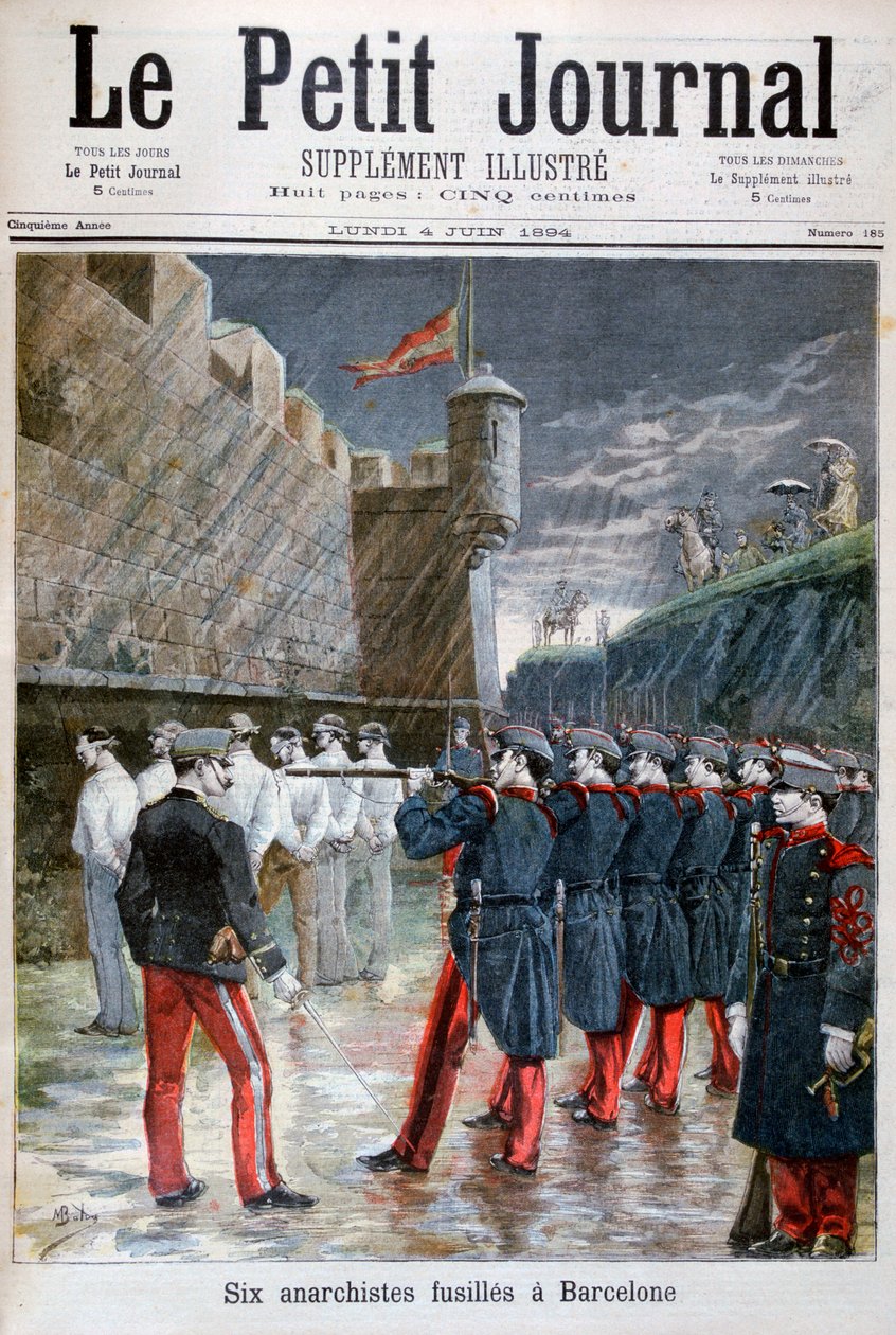 Hat anarchistát végeztek ki Barcelonában, 1894 alkotó: Unbekannt