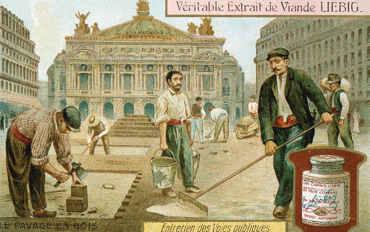Egy párizsi utca burkolata fatömbökkel, c1900 alkotó: Unbekannt