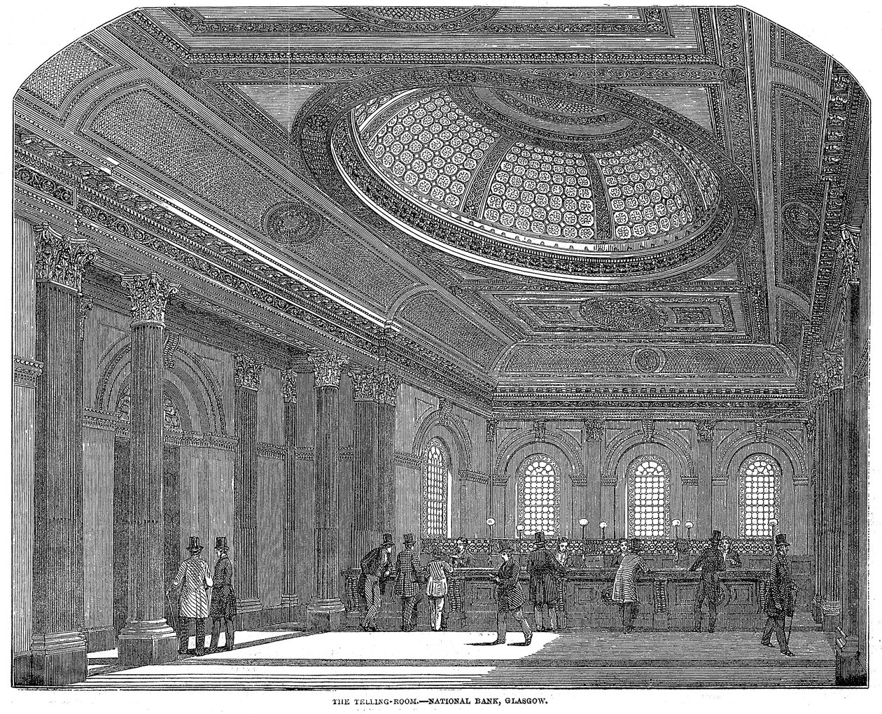 Telling room, National Bank of Scotland, Glasgow, 1860 alkotó: Unbekannt