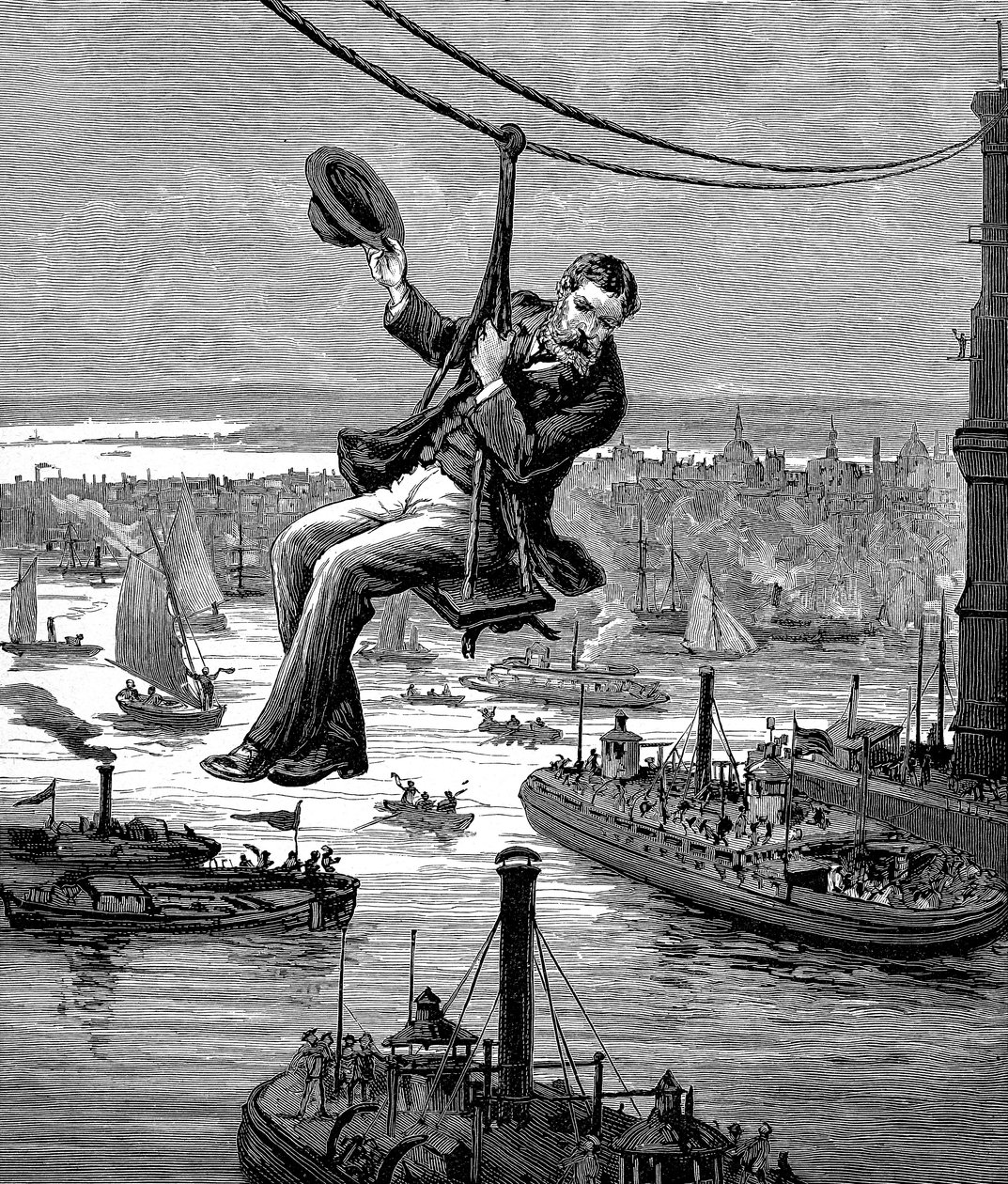 A kábelek tesztelése a Brooklyn Bridge-en, c1900 alkotó: Unbekannt