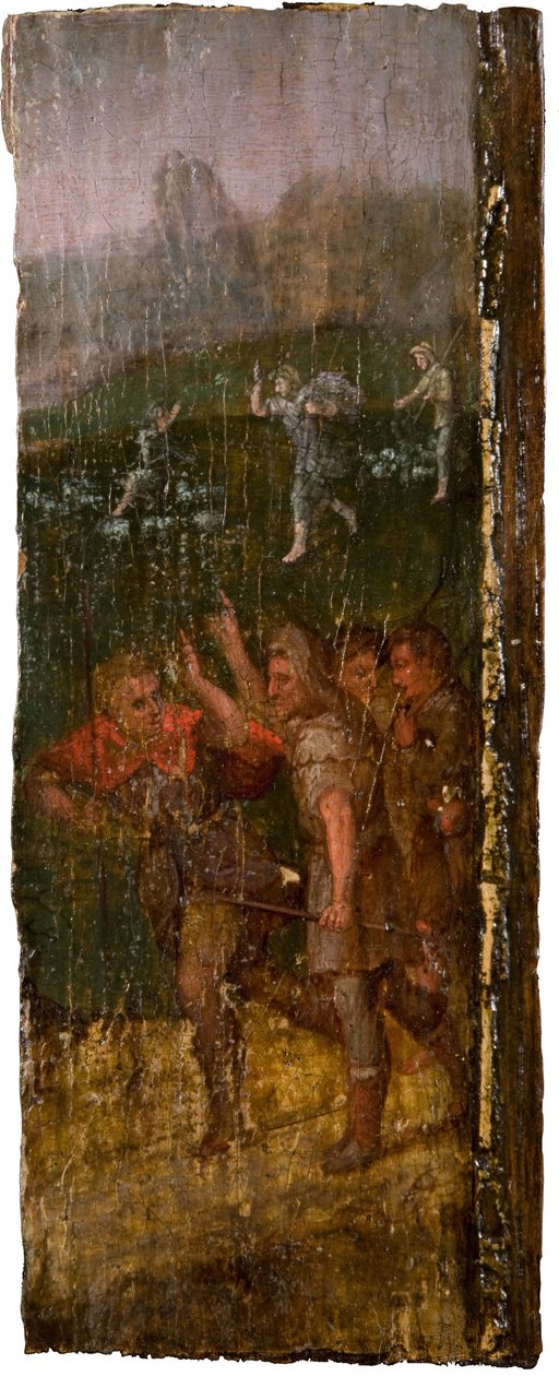 A pásztoroknak megjelenő angyal a háttérben, 1600. alkotó: Unbekannt