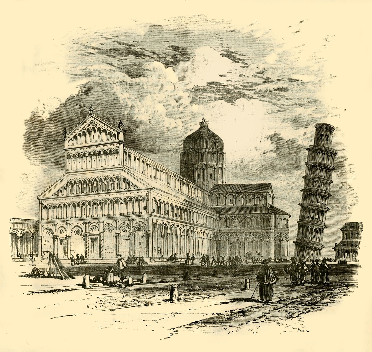 A katedrális és a ferde torony, Pisa, 1890. alkotó: Unbekannt