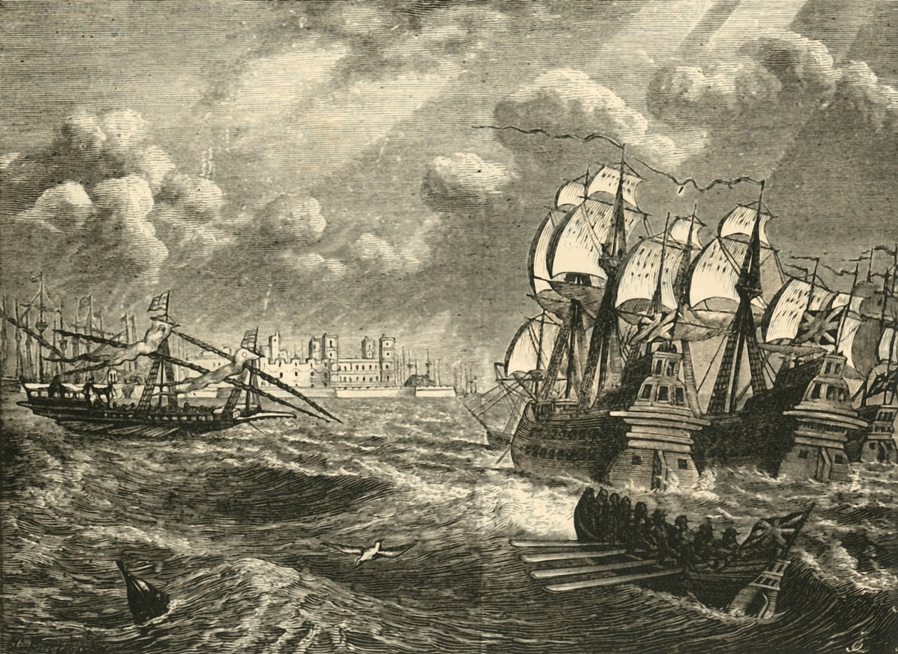 Az angol flotta Cadiz előtt, 1596, 1890. alkotó: Unbekannt