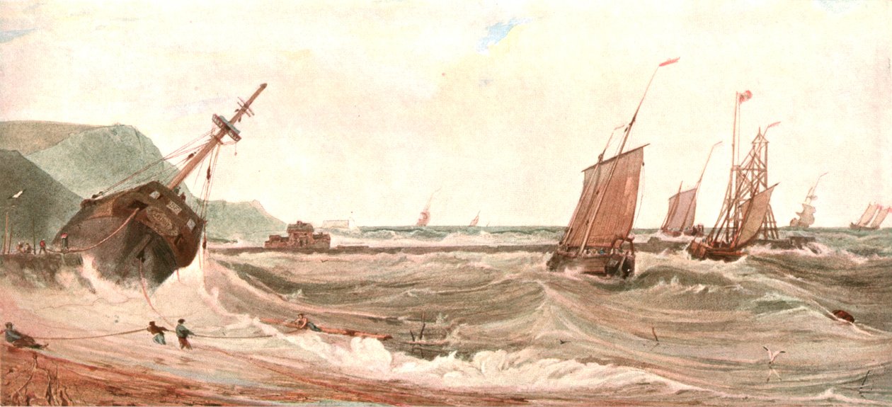 A Boulogne-i kikötő bejárata, 1900. alkotó: Unbekannt