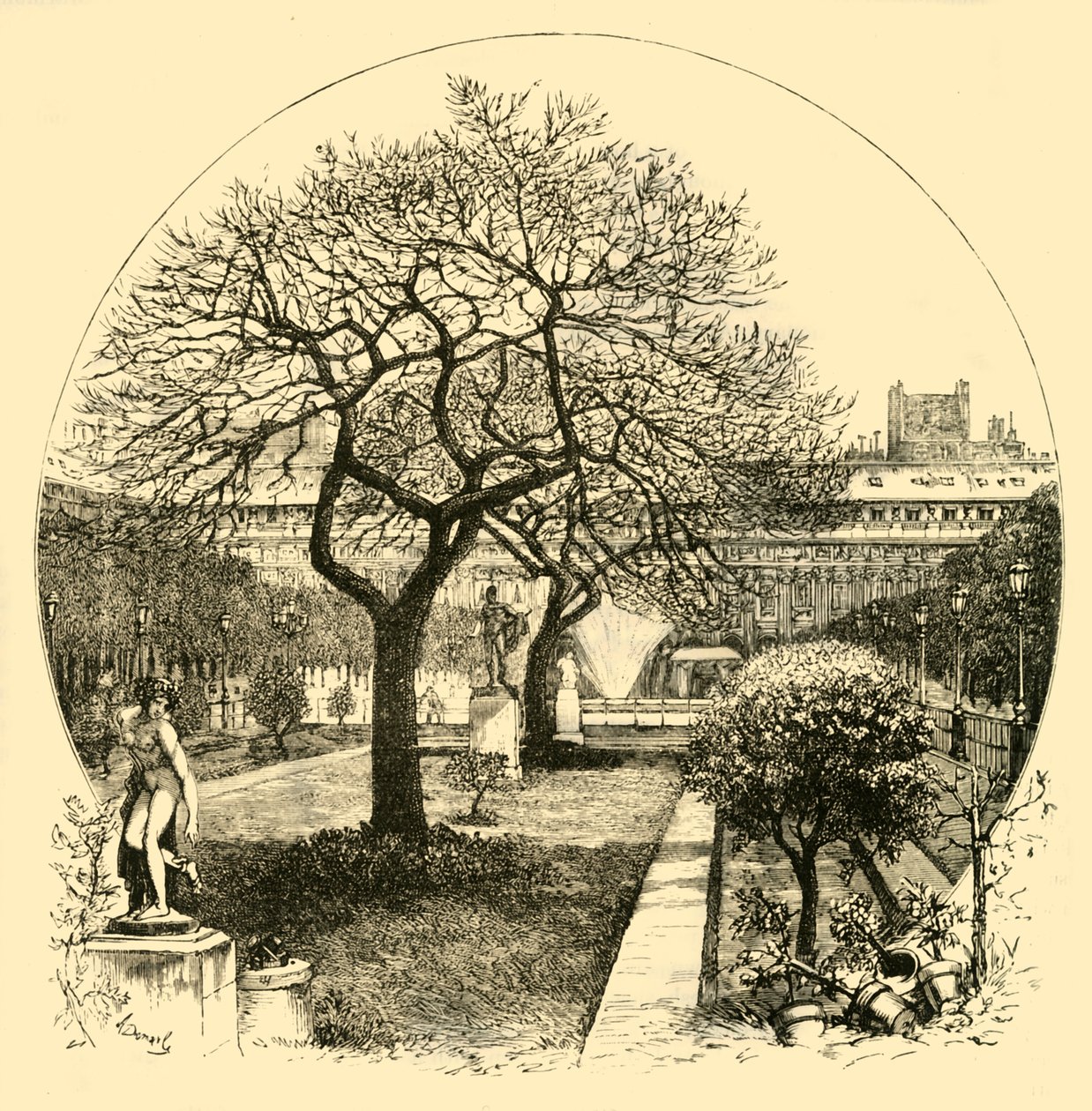A Palais Royal kertje, Párizs, 1890. alkotó: Unbekannt