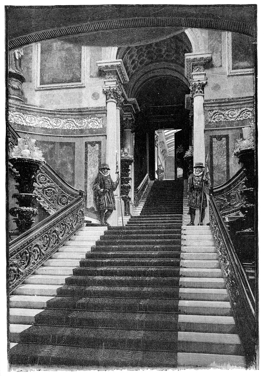 The Grand Staircase, Buckingham-palota, London, 1900 alkotó: Unbekannt